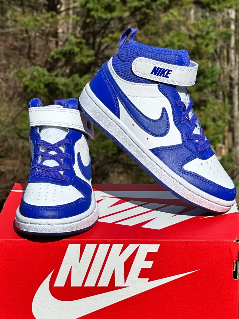 Nike Court Borough Mid Blue Youth Casual Everyday Sneaker Size 11C | 12C NEW